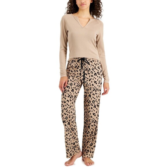 Jenni Women's Split-Neck Pajama Top, Toffee Candy, L - Picture 1 of 1